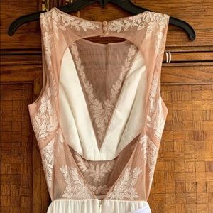 BCBGMaxazria Embroidered Open Back Dress